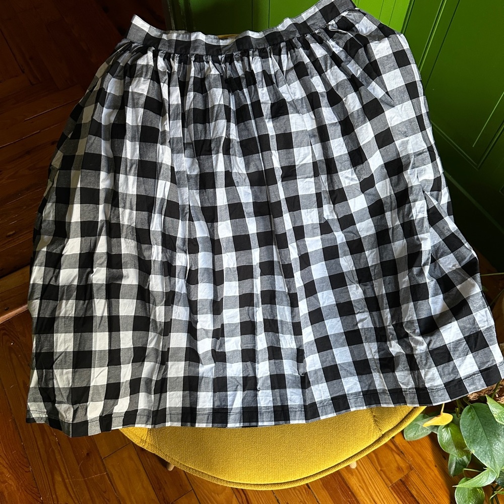 Hell Bunny Black and White Gingham Midi Skirt